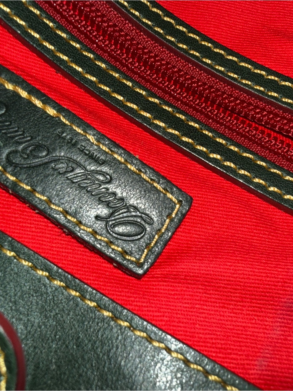 Dooney & Bourke Ivy Dark Green Florentine Leather Chelsea Tote w/burgundy trim - Picture 9 of 10
